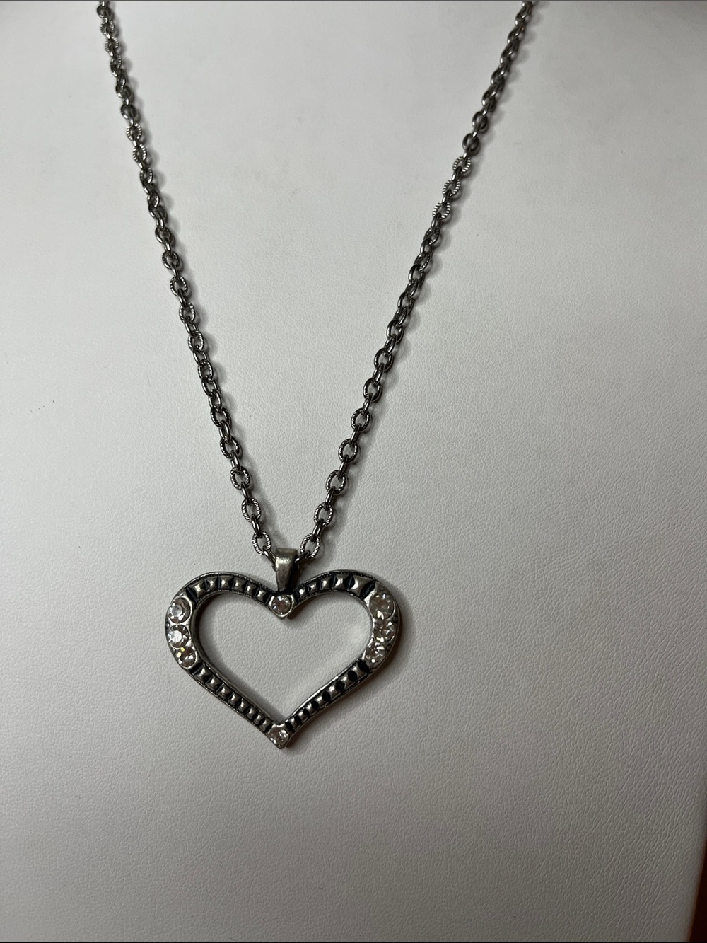 10/$10 Silver Heart Pendant Necklace with Clear Stones - Women Jewelry Necklaces